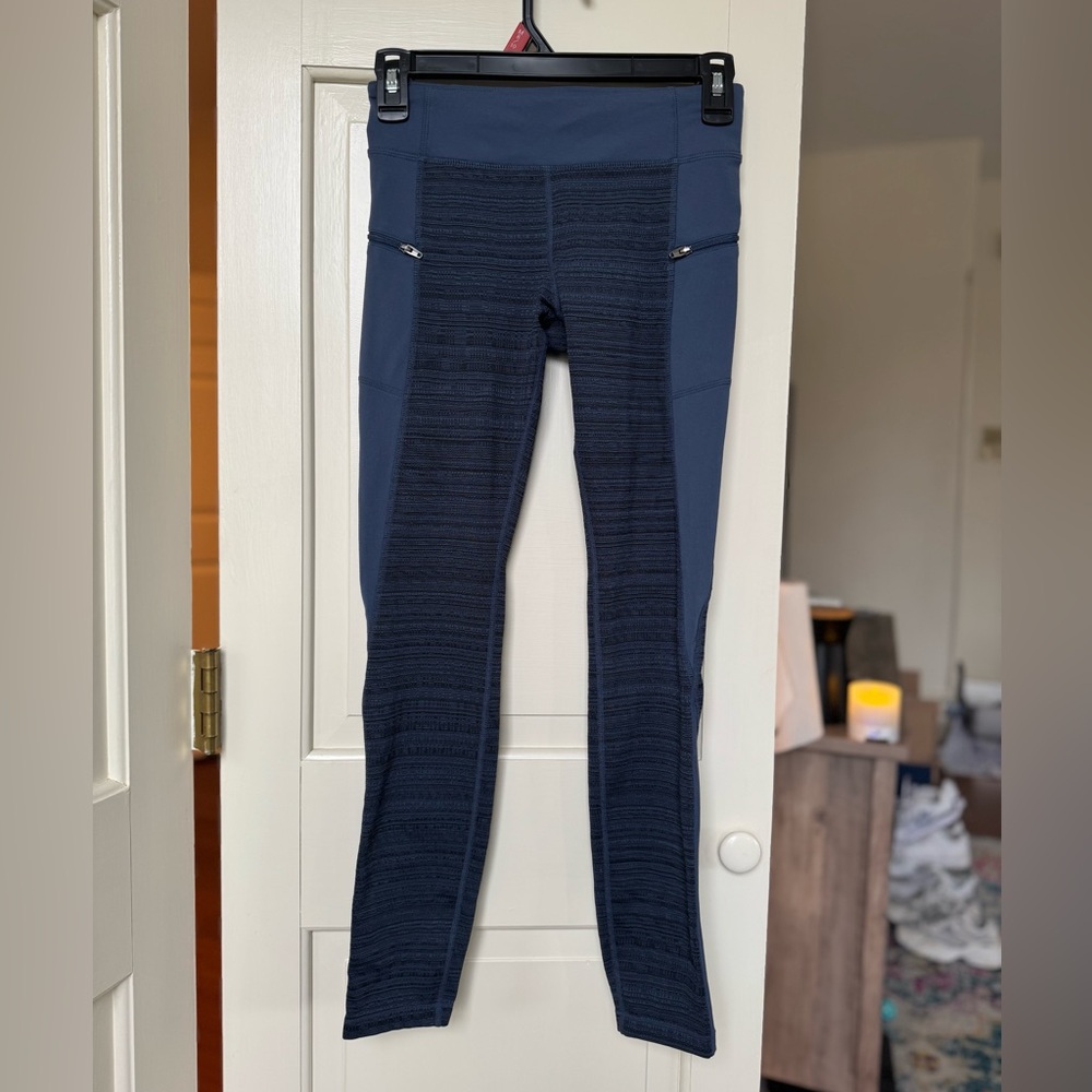 Athleta Girl leggings, blue/black, large/12